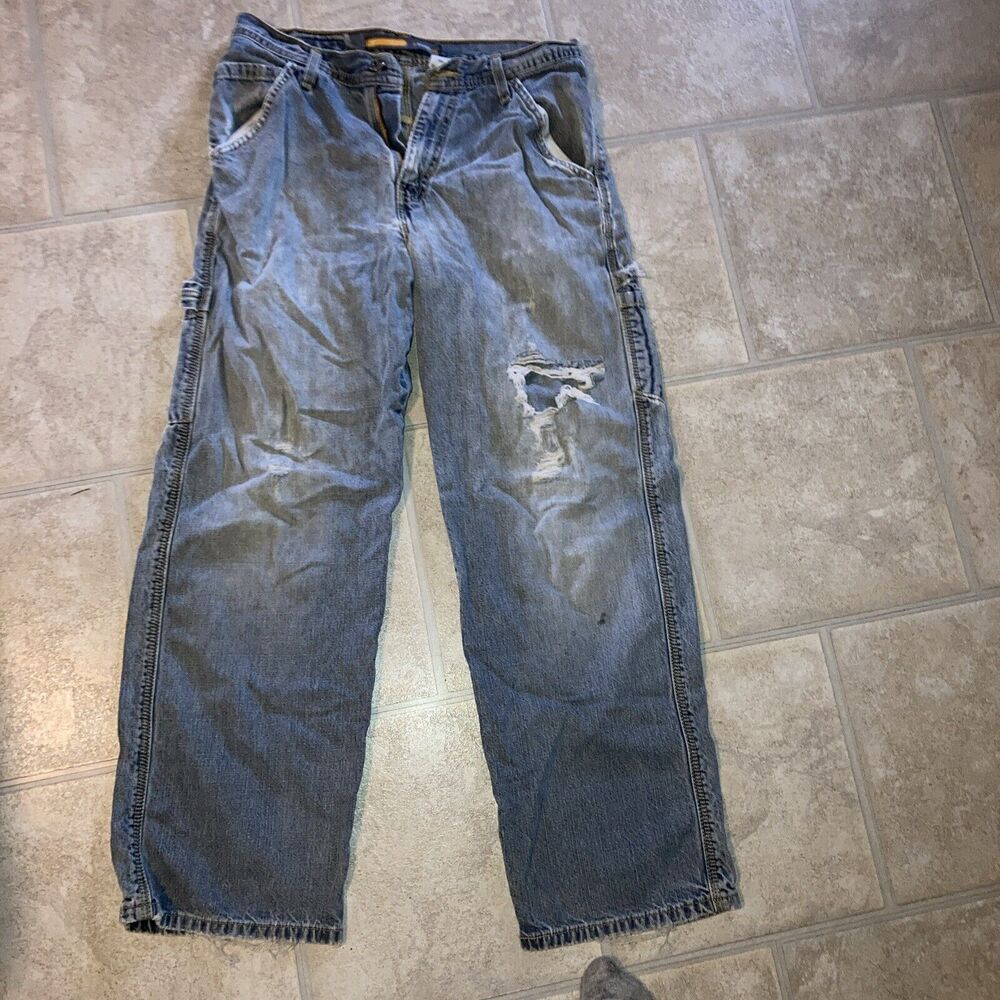 Levi Strauss Jeans Mens 30x30 Vintage Distressed Ripped Destroyed Silver Tab